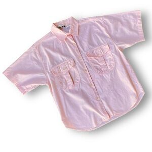 Vintage Pink Short-Sleeve Button-Up Shirt - Classic Casual